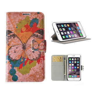iphone 6 6s plus hoesje book case bloemen oranje