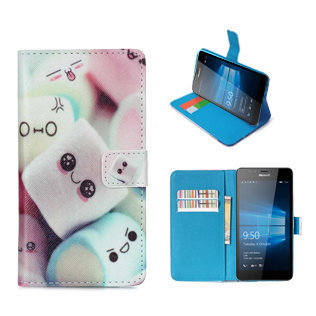 microsoft lumia 650 hoesje portemonnee wallet case snoepjes