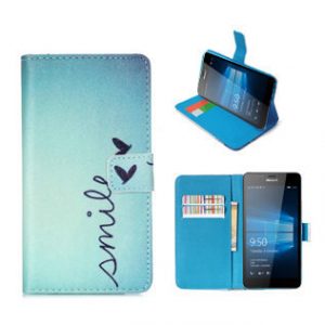 microsoft lumia 650 hoesje portemonnee wallet case smile