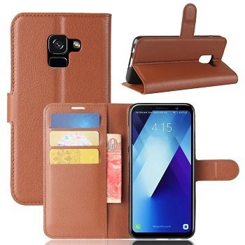 samsung a8 2018 hoesje portemonnee wallet case bruin